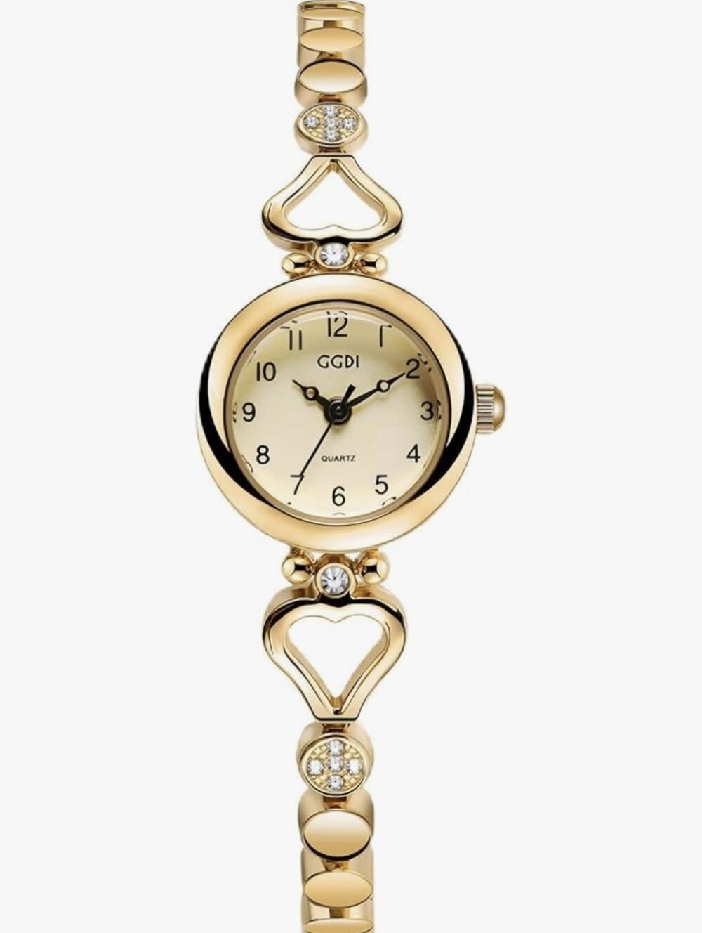 Gold Heart Link Bracelet Watch